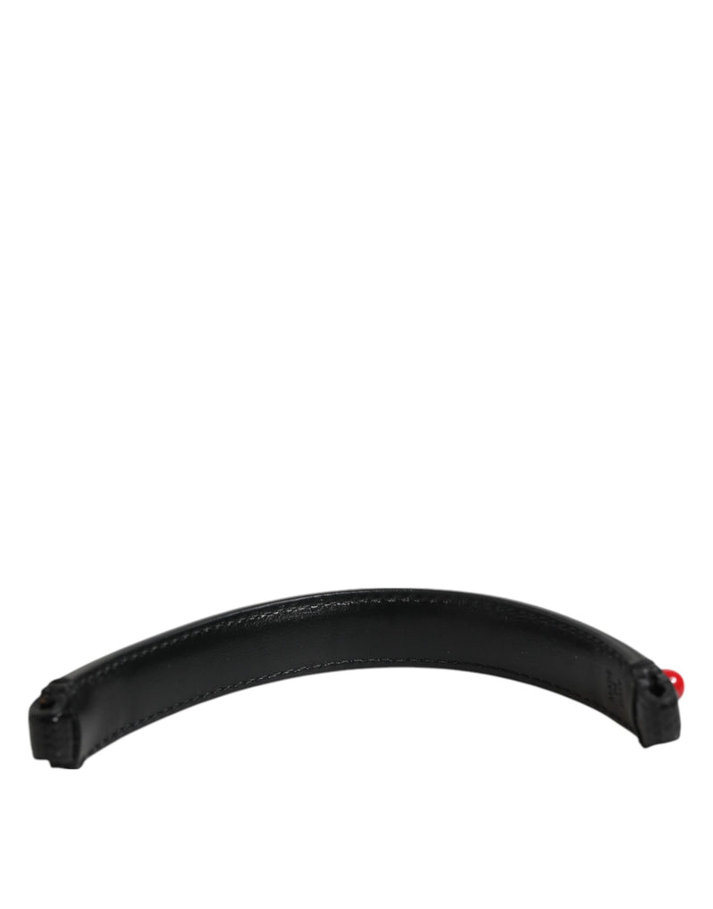 Dolce & Gabbana Black Embellished Leather Shoulder Strap