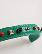 Dolce & Gabbana Green Embellished Leather Bag Handle Women Shoulder Strap