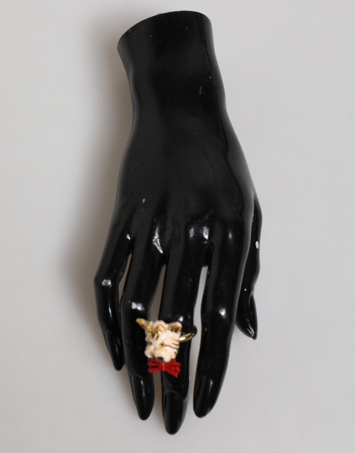 Dolce & Gabbana Gold Brass Resin Dog Head Accessory Ring
