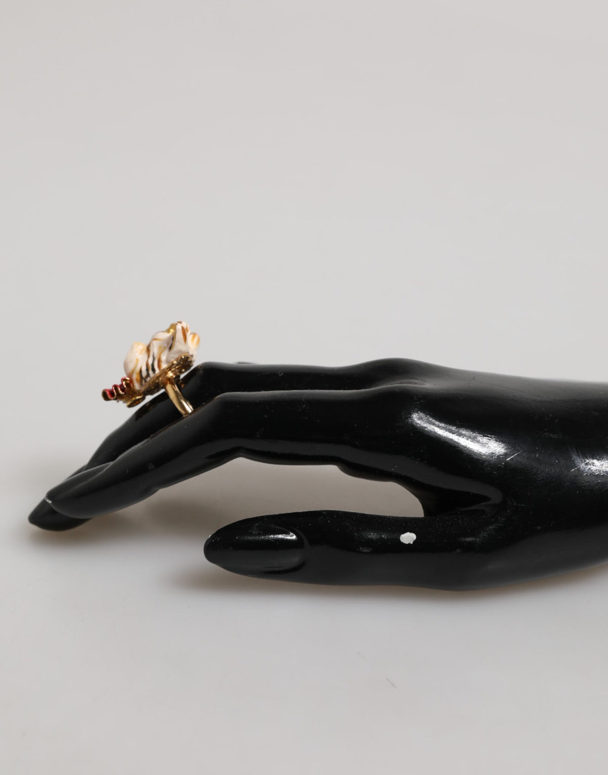 Dolce & Gabbana Gold Brass Resin Dog Head Accessory Ring