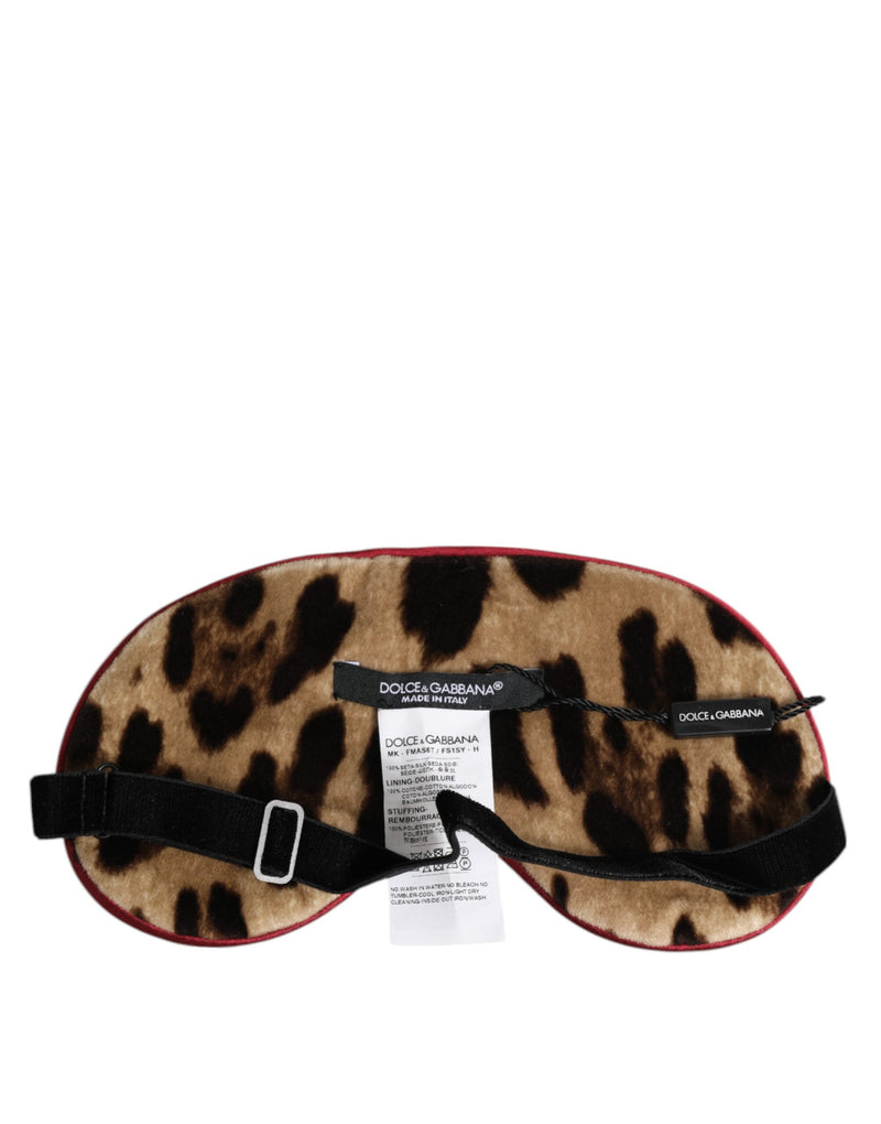 Dolce & Gabbana Brown Leopard Print Silk Sleep Eye Mask