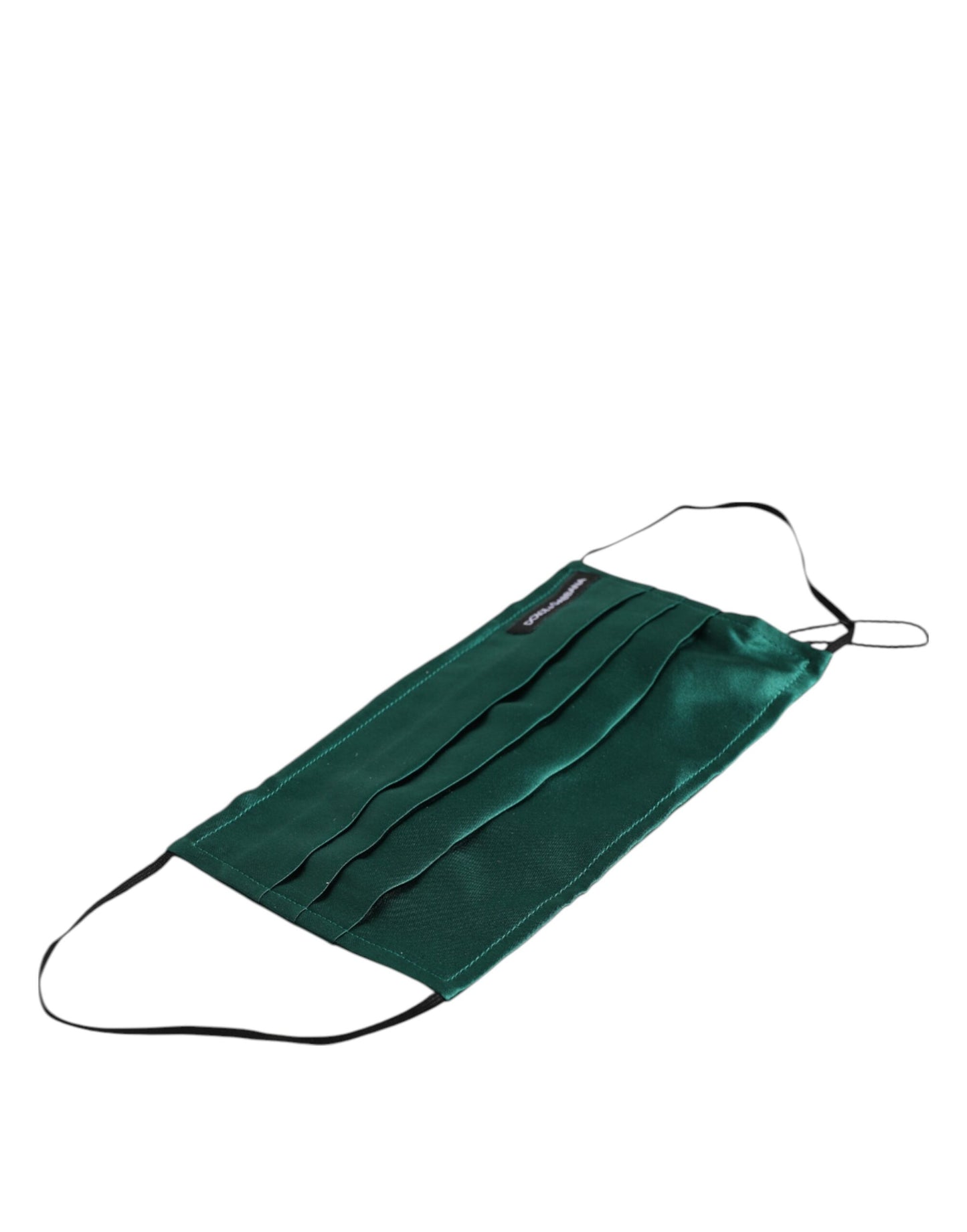 Masque facial plissé en soie verte Dolce & Gabbana avec élastiques et sangles d'oreilles