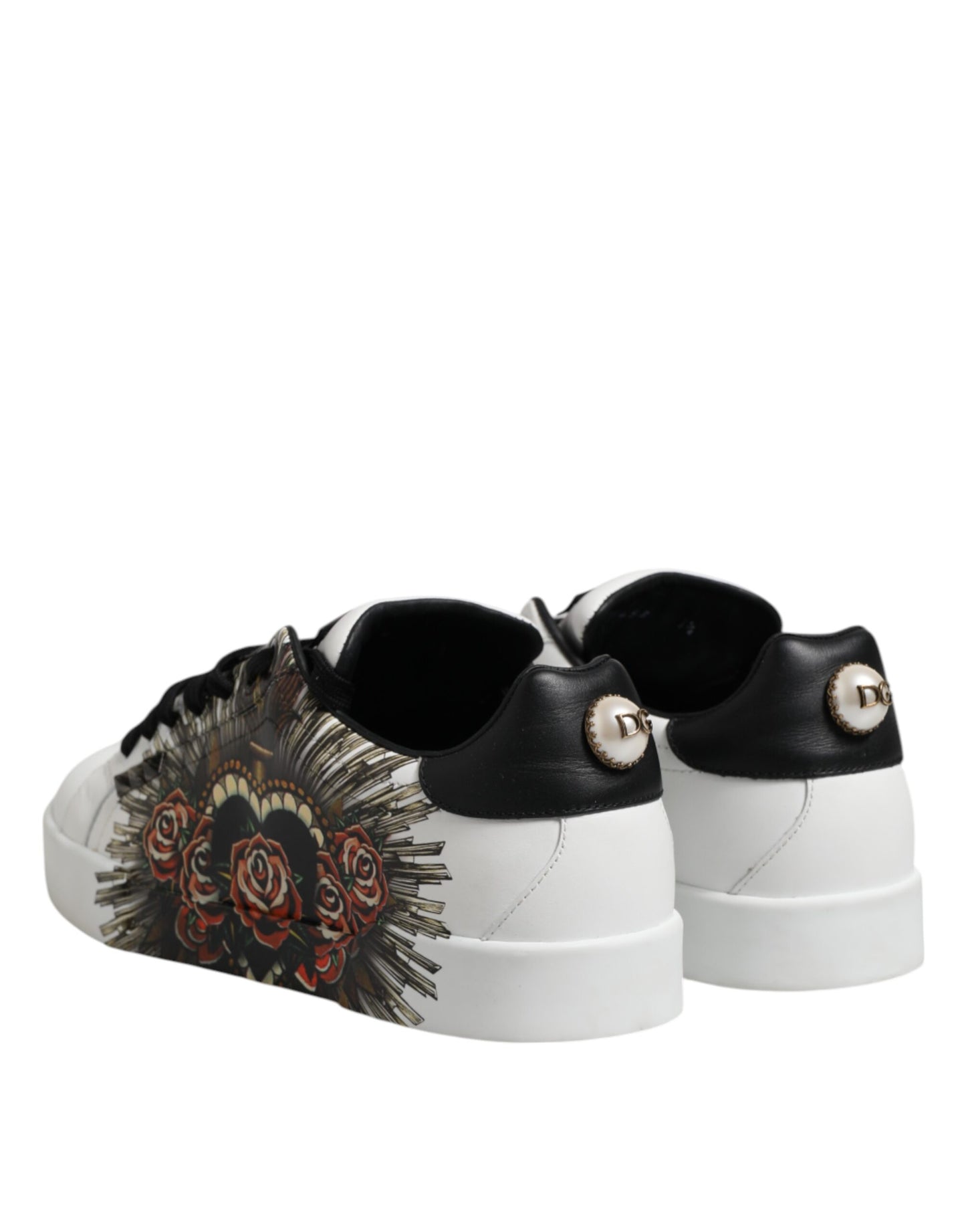 Dolce & Gabbana White Leather Portofino Lace Up Sneakers Shoes