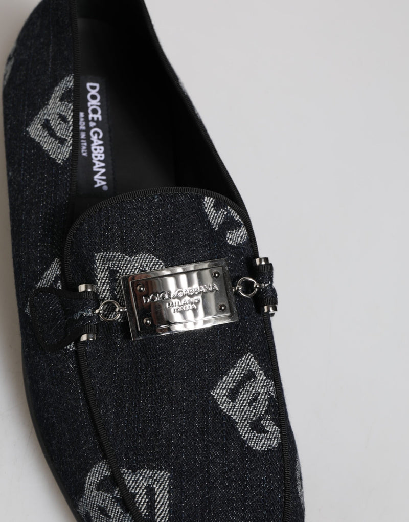 Dolce & Gabbana Blue Logo Cotton Loafers for Men