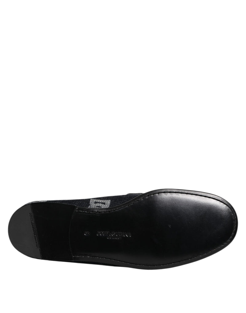 Dolce & Gabbana Blue Logo Cotton Loafers for Men