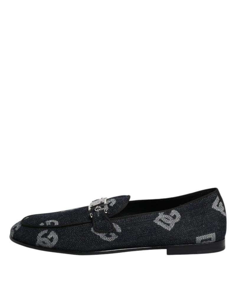 Dolce & Gabbana Blue Logo Cotton Loafers for Men
