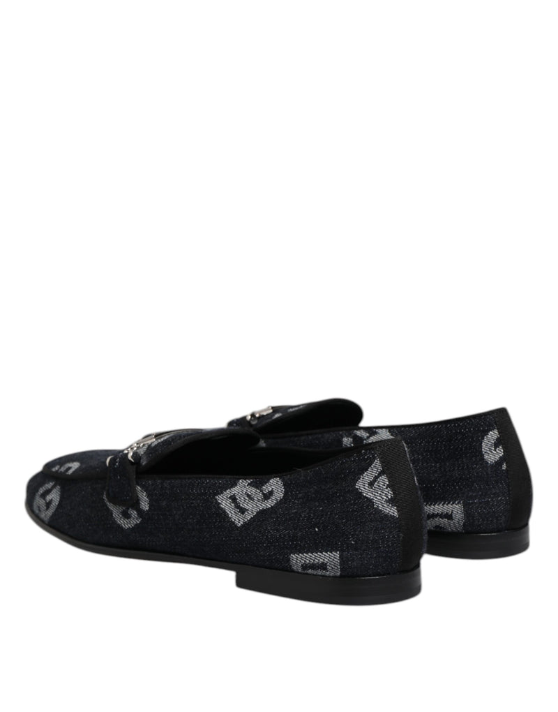 Dolce & Gabbana Blue Logo Cotton Loafers for Men