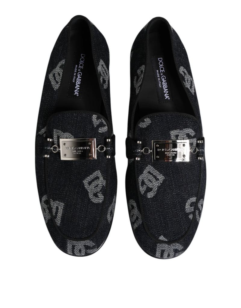 Dolce & Gabbana Blue Logo Cotton Loafers for Men