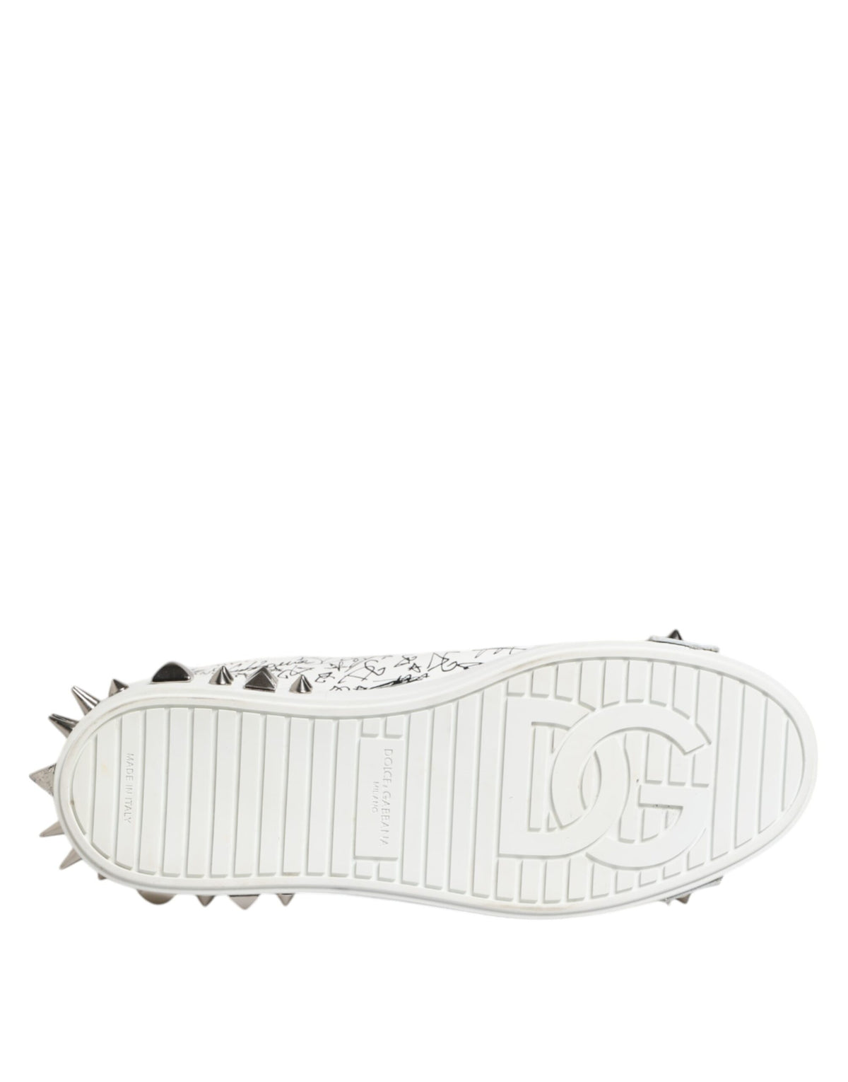 Dolce & Gabbana White Portofino Studded Men Sneakers