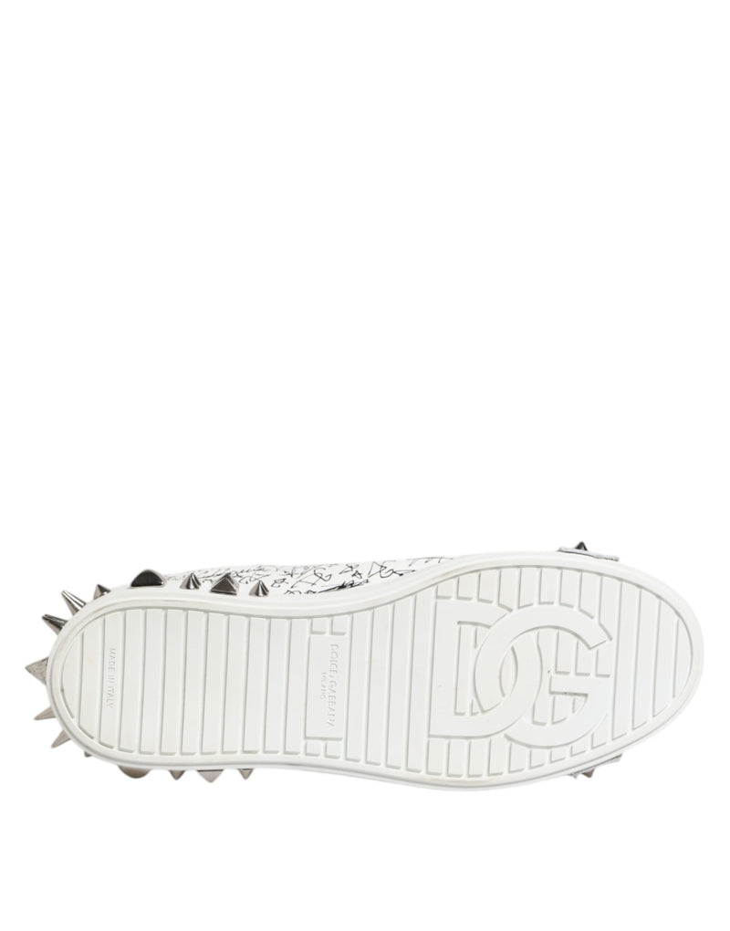 Dolce & Gabbana White Portofino Studded Men Sneakers