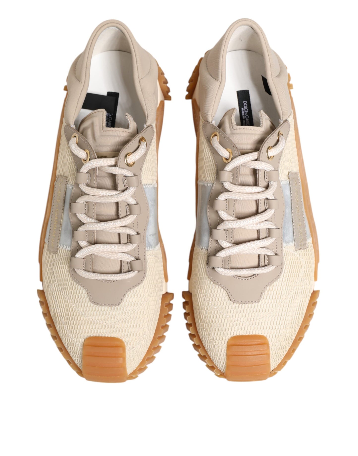 Dolce & Gabbana Beige Lace Up Low Top NS1 Men Sneakers Shoes