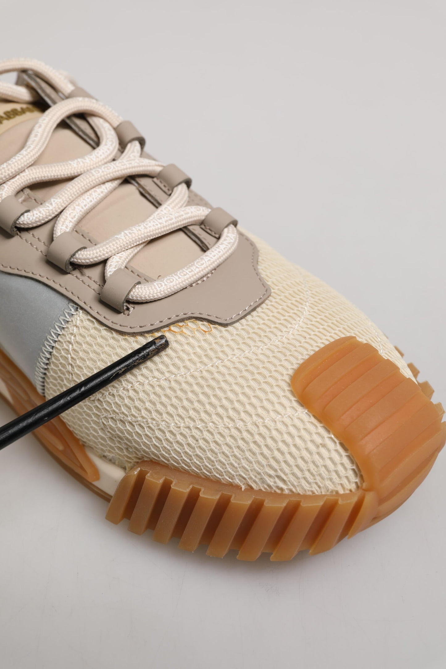 Dolce & Gabbana Beige Lace Up Low Top NS1 Men Sneakers Shoes