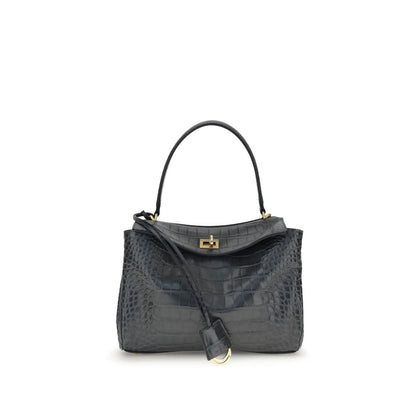 Balenciaga Rodeo schoudertas van leer met krokodillenprint