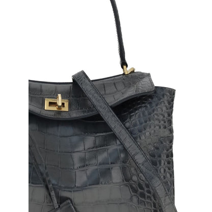 Balenciaga Rodeo schoudertas van leer met krokodillenprint