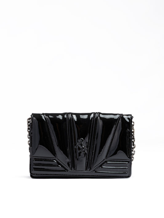Sac Ferrari en cuir verni noir GT avec chaîne