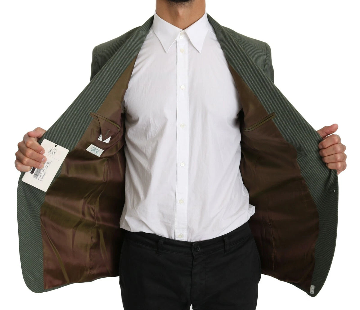 Romeo Gigli Veste en Lin Vert à Boutonnage Simple