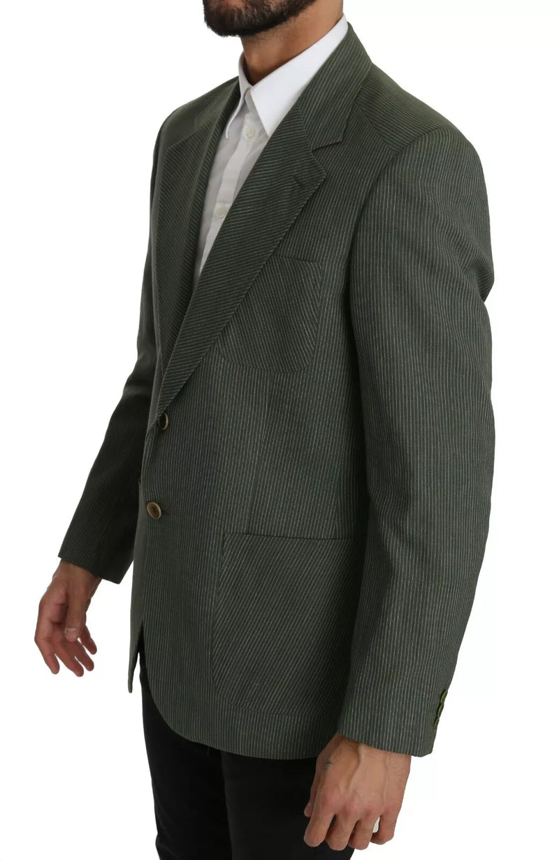 Romeo Gigli Veste en Lin Vert à Boutonnage Simple