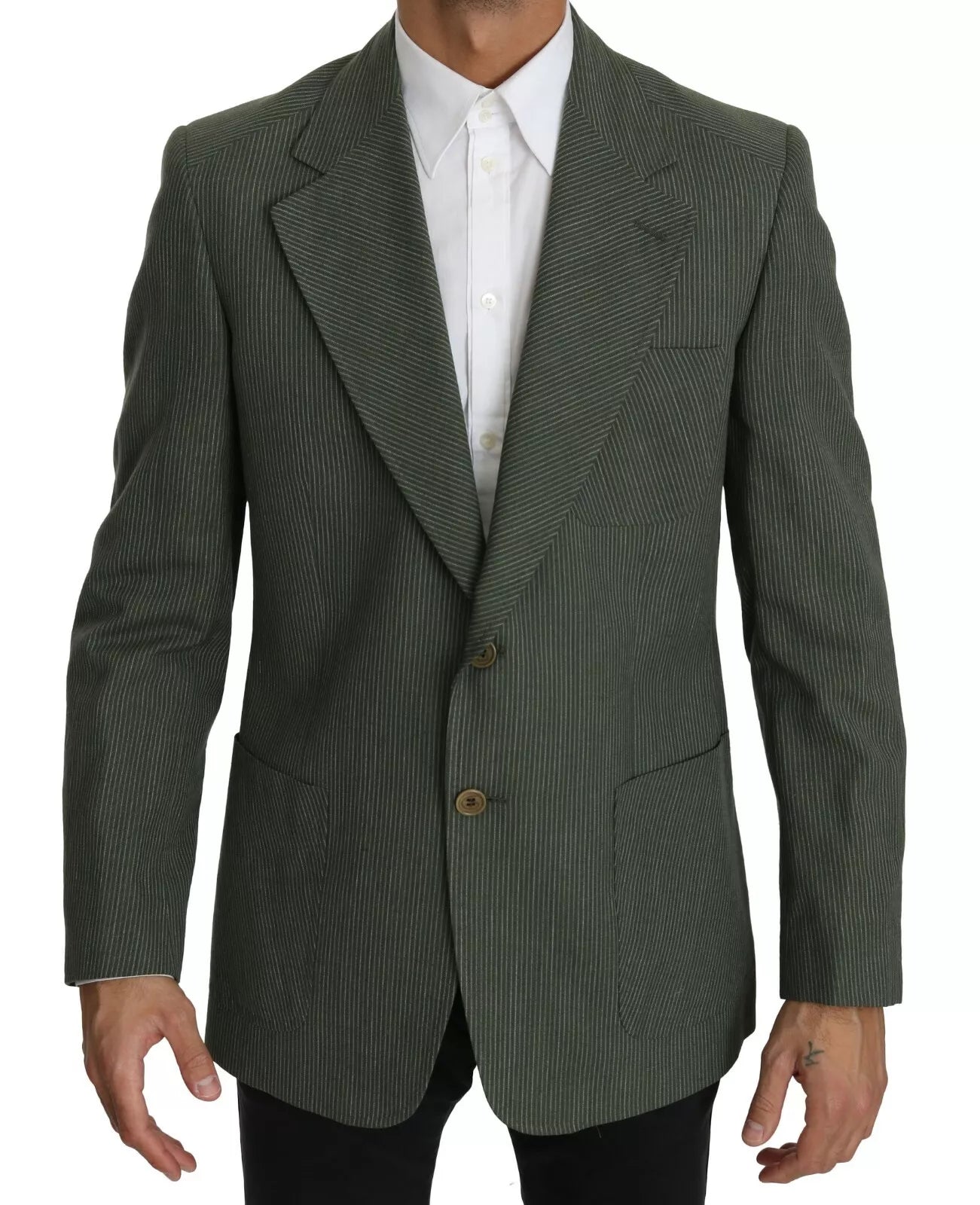 Romeo Gigli Green Linen Blazer One Piece Single Breasted Jacket