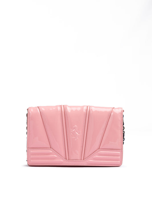 Sac Ferrari Pink GT en cuir verni avec chaîne