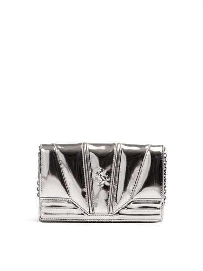 Sac en cuir verni Ferrari Metal Silver GT avec chaîne