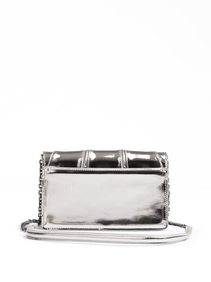 Sac en cuir verni Ferrari Metal Silver GT avec chaîne