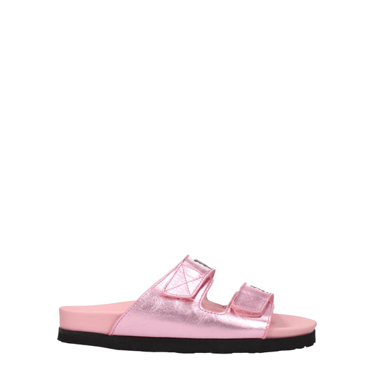 Palm Angels Roze Lederen Slippers Sandalen
