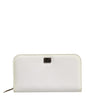 Dolce & Gabbana White Leather Logo Plaque Zip Around Continental Wallet