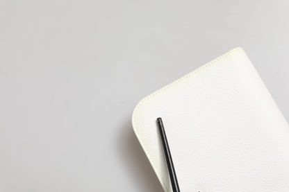 Dolce & Gabbana White Leather Logo Plaque Zip Around Continental Wallet