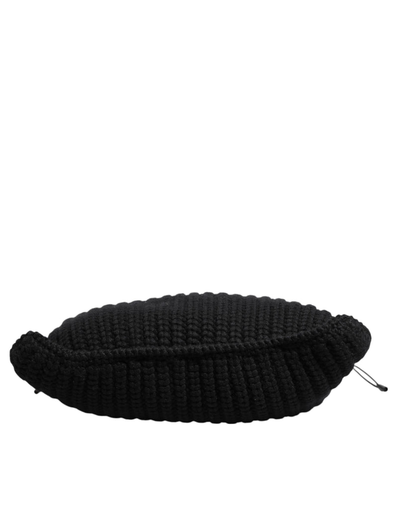 Dolce & Gabbana Black Cashmere Knitted Leather Shoulder Bag