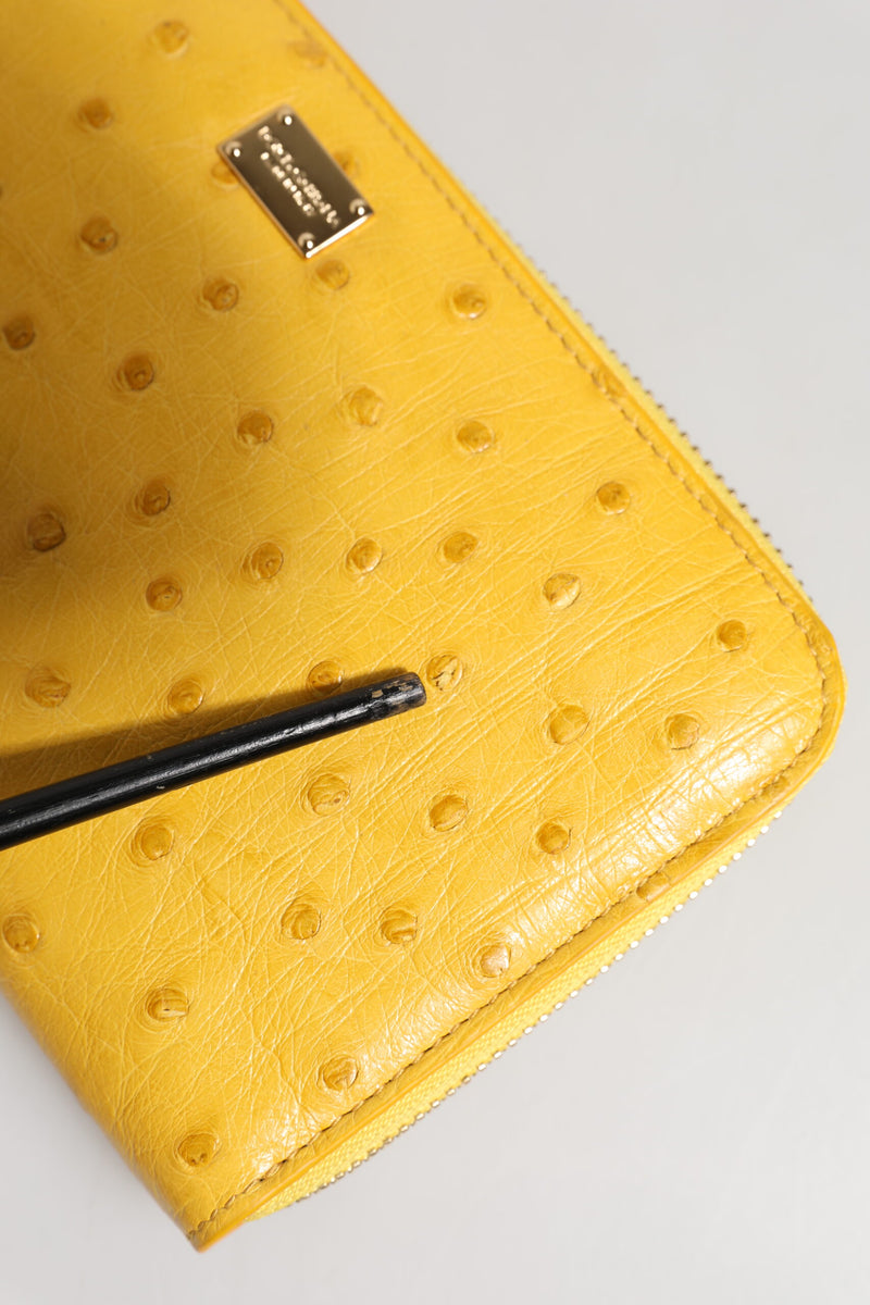 Dolce & Gabbana Yellow Leather Logo Plaque Zip Around Wallet