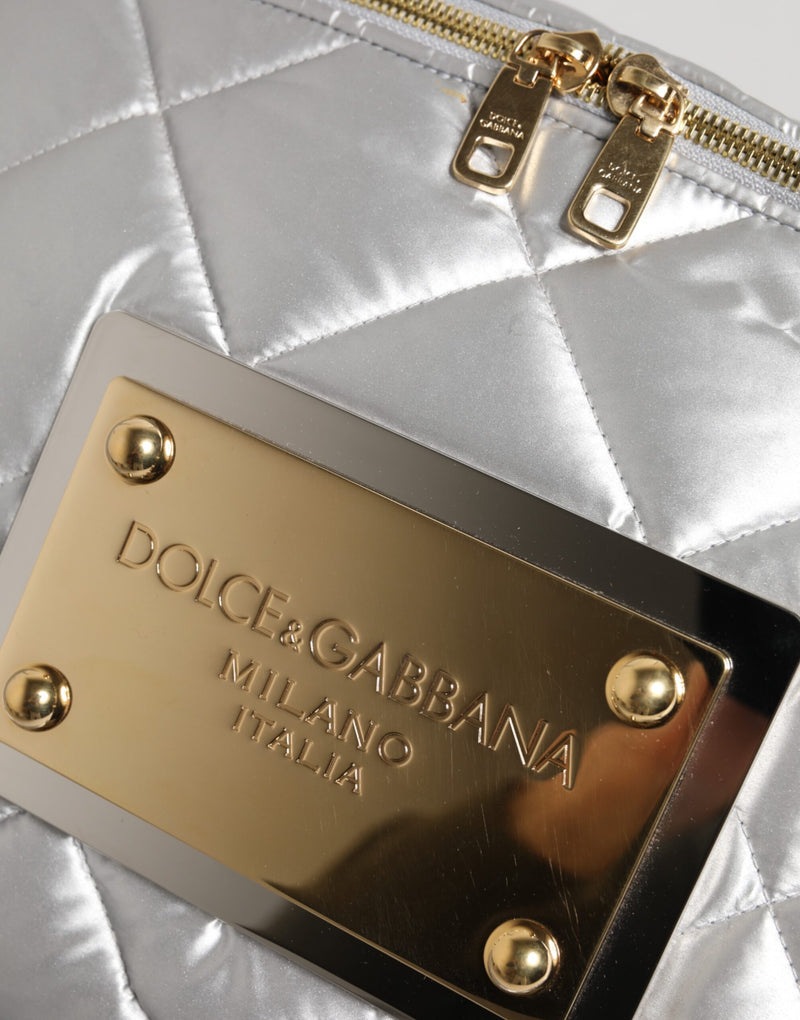 Dolce & Gabbana Silver Quilted Filled Crossbody Shoulder Bag SICILY