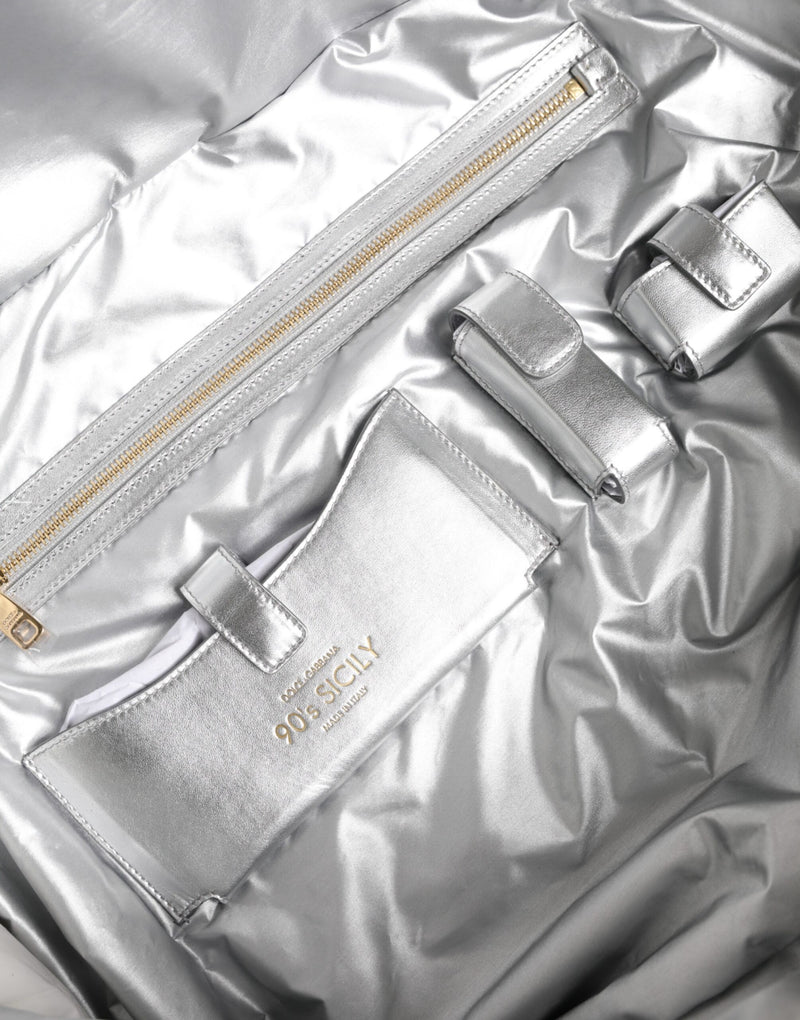 Dolce & Gabbana Silver Quilted Filled Crossbody Shoulder Bag SICILY