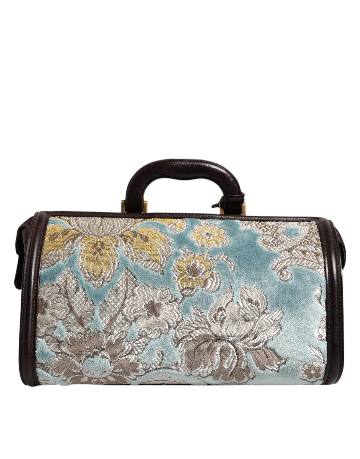 Sac à main de voyage Dolce & Gabbana en cuir bleu marron à motif floral jacquard