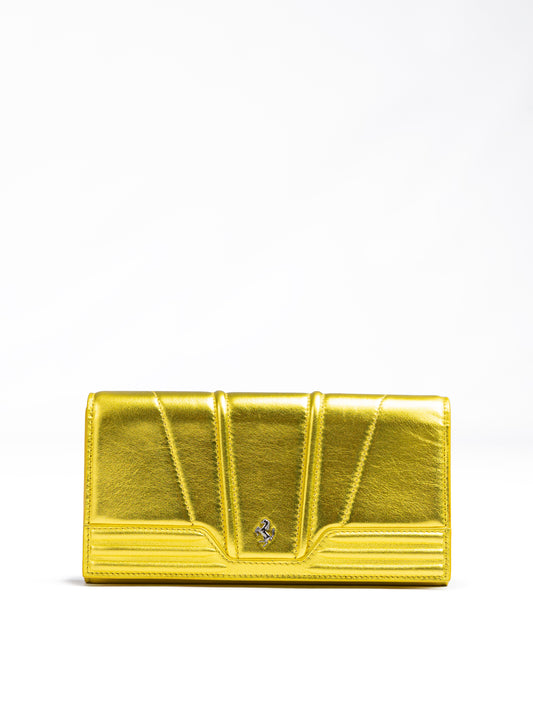 Portefeuille en cuir verni Ferrari Metal Yellow GT