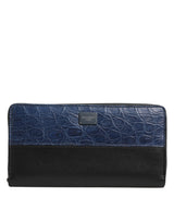 Portefeuille Dolce &amp; Gabbana Continental en cuir exotique noir et bleu pour homme