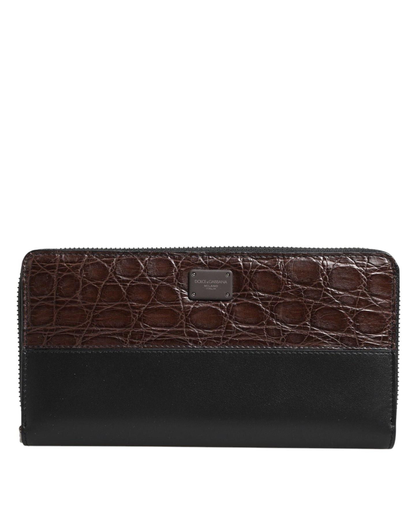 Portefeuille continental pour homme en cuir exotique noir et marron de Dolce &amp; Gabbana