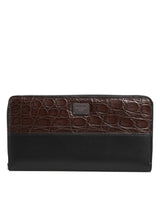 Portefeuille continental pour homme en cuir exotique noir et marron de Dolce &amp; Gabbana