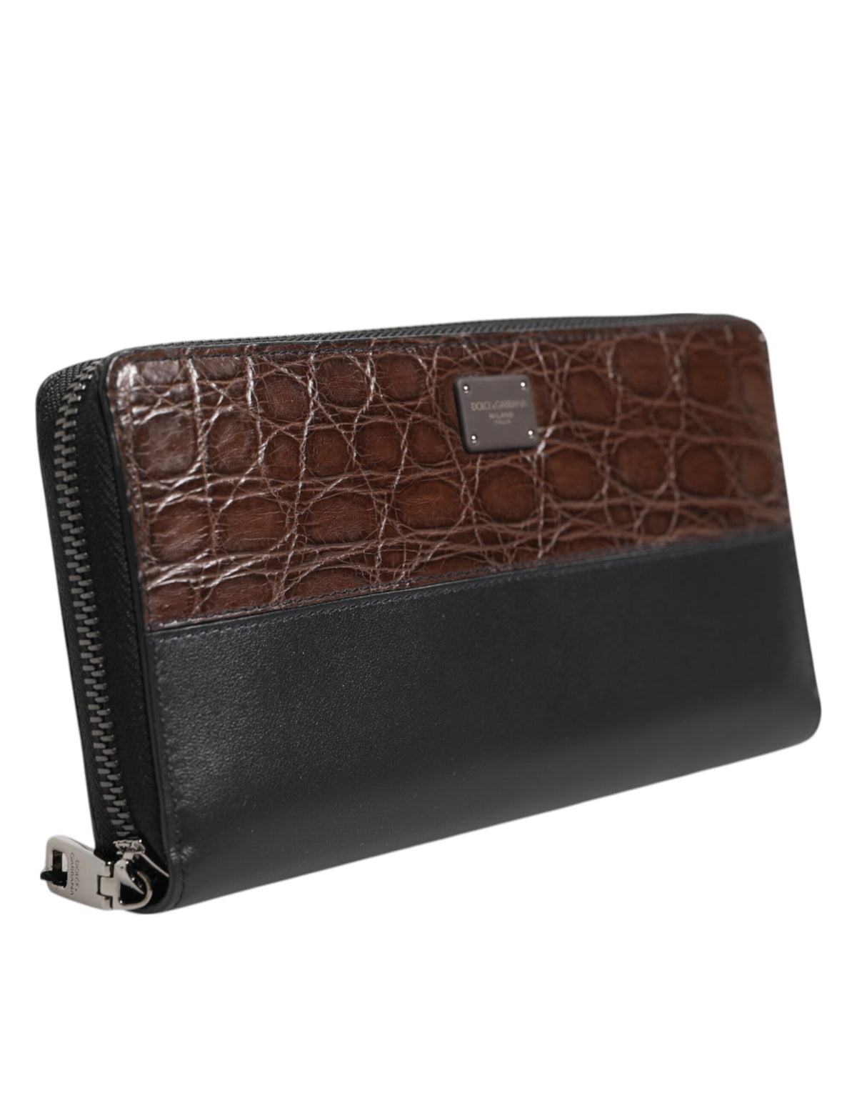 Portefeuille continental pour homme en cuir exotique noir et marron de Dolce &amp; Gabbana