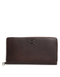 Dolce & Gabbana Brown Calfskin Leather Logo Zip Around Continental Wallet