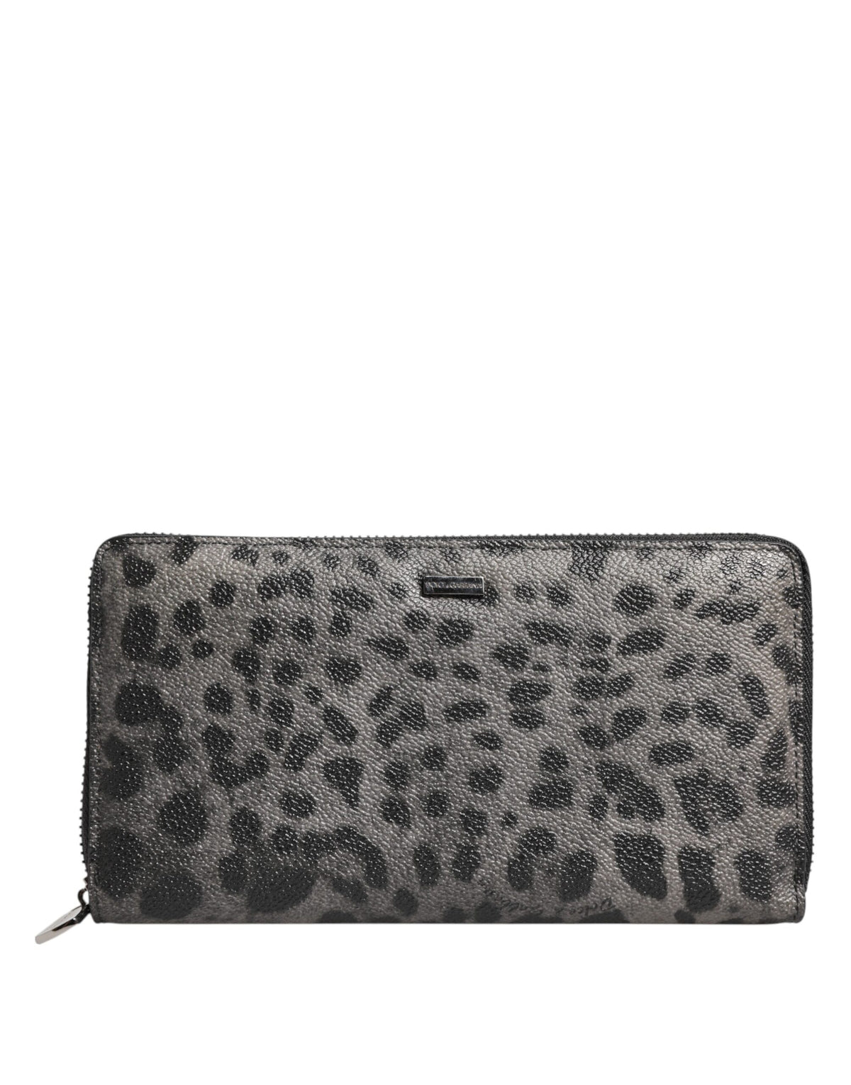 Portefeuille continental zippé Dolce &amp; Gabbana en cuir léopard noir et gris