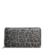 Dolce & Gabbana Black Gray Leopard Leather Zip Around Continental Wallet