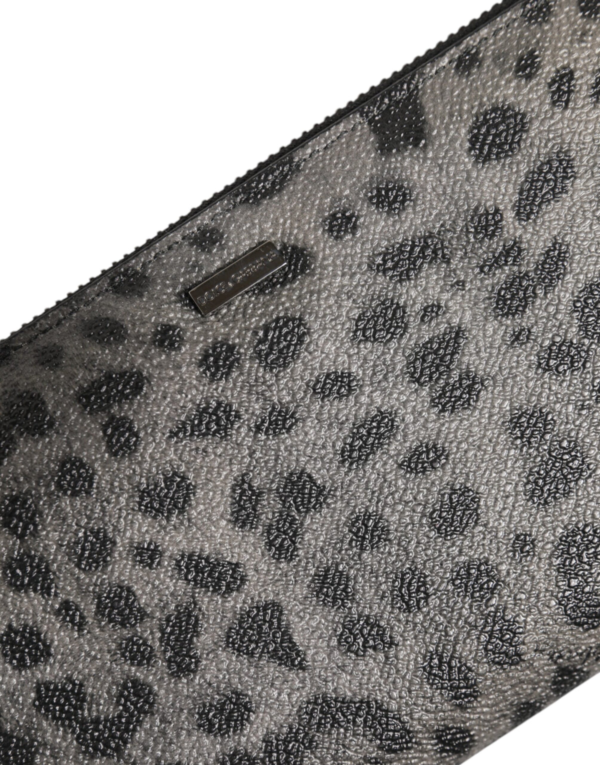 Portefeuille continental zippé Dolce &amp; Gabbana en cuir léopard noir et gris