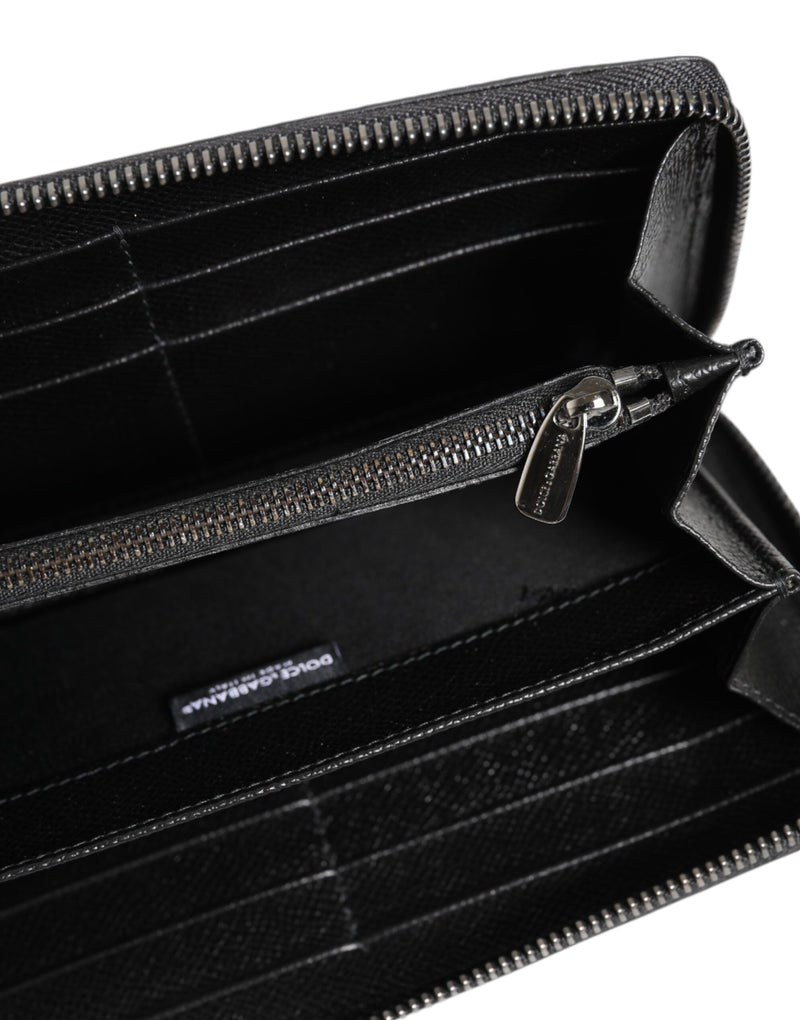 Portefeuille continental zippé Dolce &amp; Gabbana en cuir léopard noir et gris