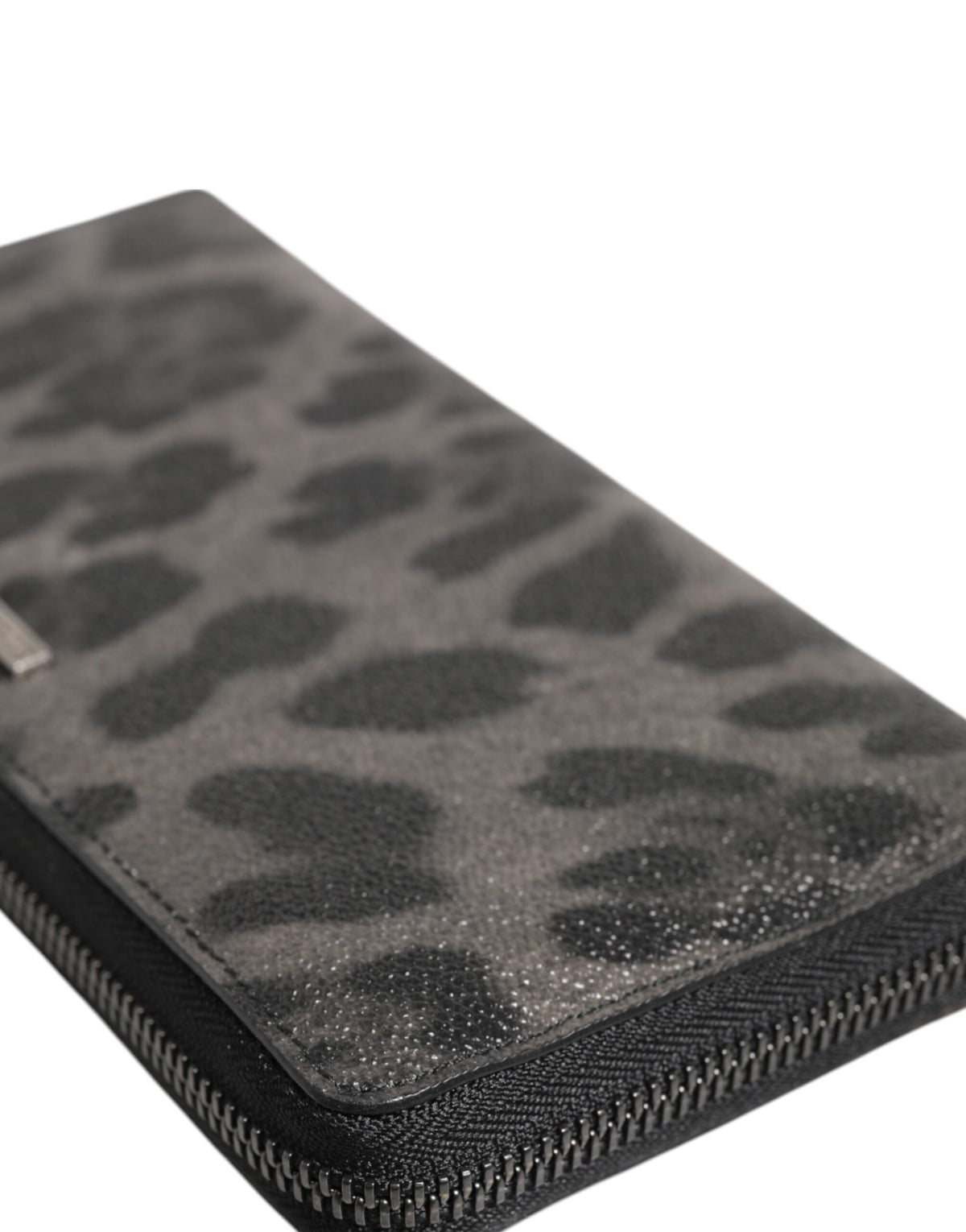 Portefeuille continental zippé Dolce &amp; Gabbana en cuir léopard noir et gris