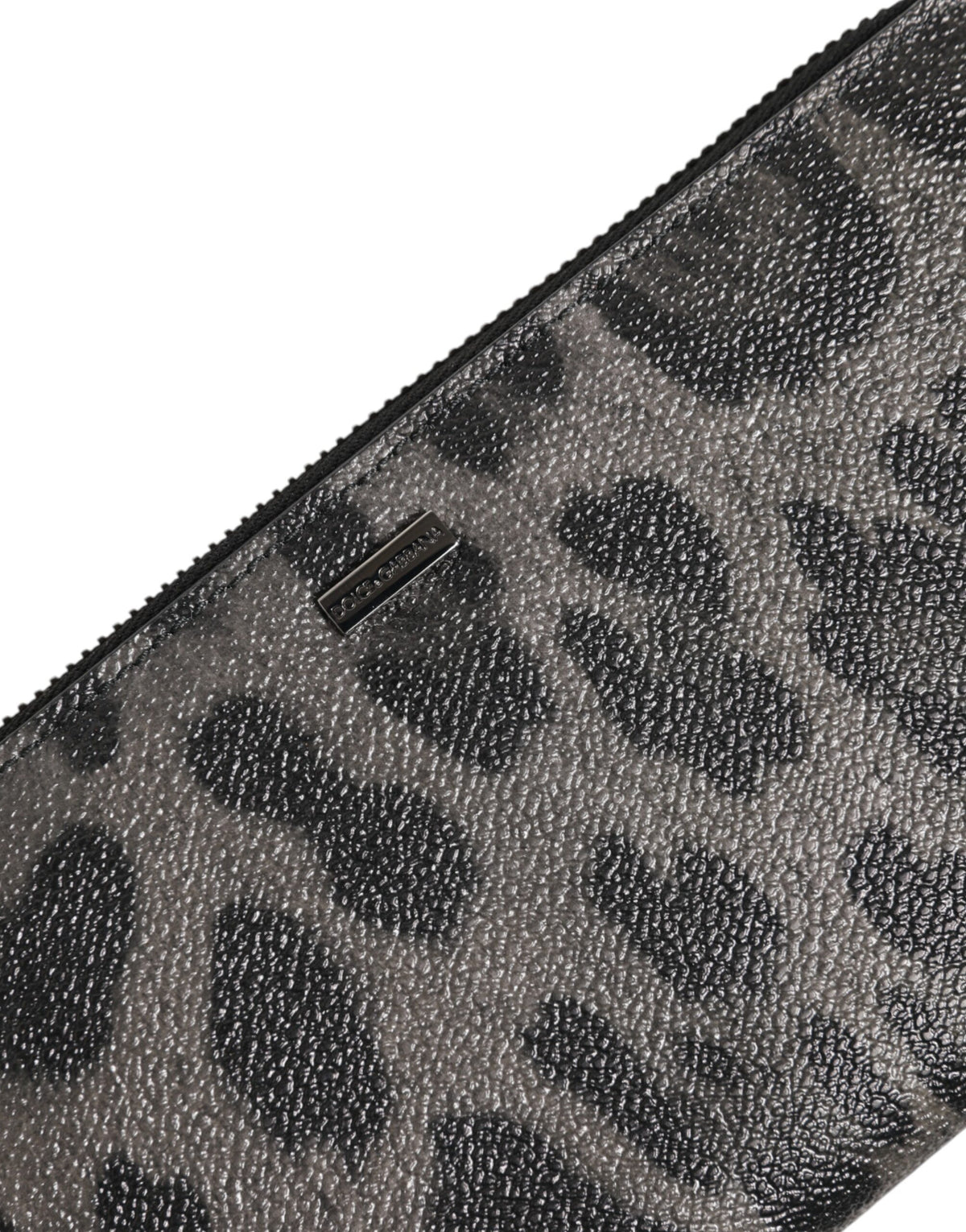 Portefeuille continental zippé Dolce &amp; Gabbana en cuir léopard noir et gris