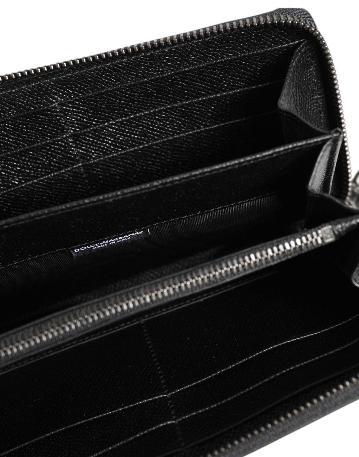 Portefeuille continental zippé en cuir noir Dolce &amp; Gabbana pour homme #DGFAMILY