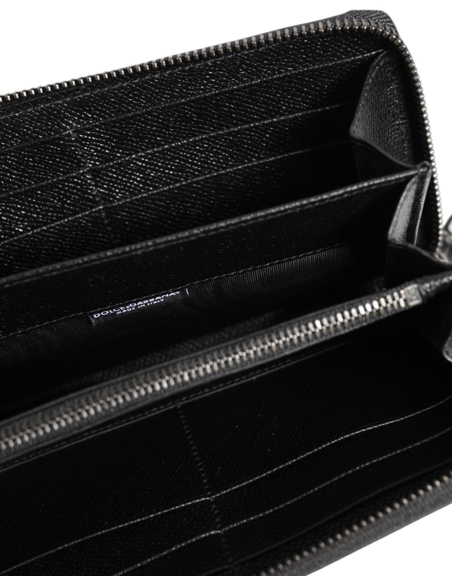 Portefeuille continental zippé en cuir noir Dolce & Gabbana pour homme #DGFAMILY