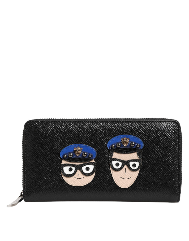 Dolce &amp; Gabbana Zwarte Leren #DGFAMILY Rits Continental Heren Portemonnee