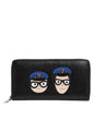 Portefeuille continental zippé en cuir noir Dolce &amp; Gabbana pour homme #DGFAMILY