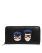 Portefeuille continental zippé en cuir noir Dolce & Gabbana pour homme #DGFAMILY